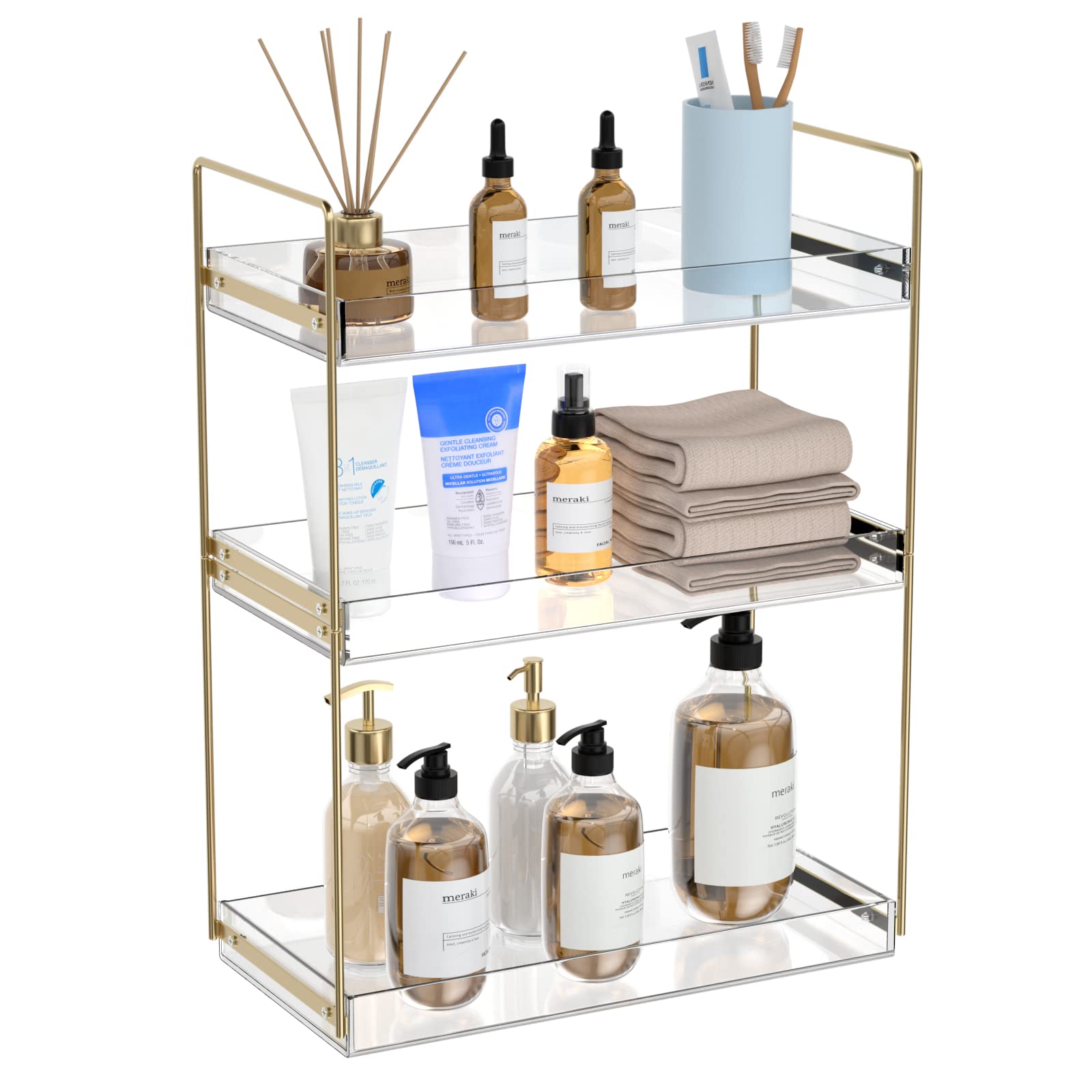 Bathroom Organizer Countertop Storage Clear 3 Tier Skincare Organizer  Acrylic Corner Shelf Rack Stand for Makeup Cosmetic Perfume Vanity Tray  Kitchen